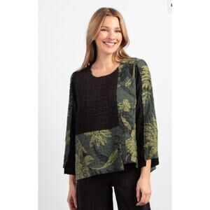 Habitat Blouse Women S Colorblock Floral Pucker Weave Pullover Top Forest Shirt